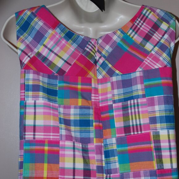 🌈 New With Tags! Talbots Madras Patchwork Dress - Size 12P 🌈 - Picture 8 of 16